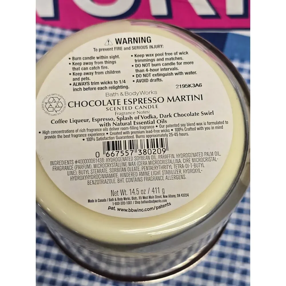 BBW Chocolate Espresso Martini Coloring Changing Jar 3 Wick Candle Home Decor